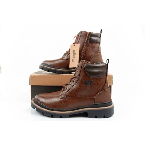 Wrangler Nevada buty męskie sztyblety trzewiki eleganckie modne sznurowane brązowe