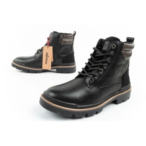 Wrangler Nevada buty męskie sztyblety trzewiki eleganckie modne sznurowane czarne