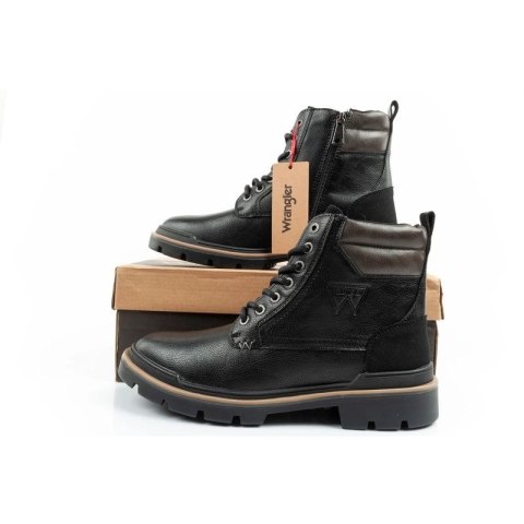 Wrangler Nevada buty męskie sztyblety trzewiki eleganckie modne sznurowane czarne