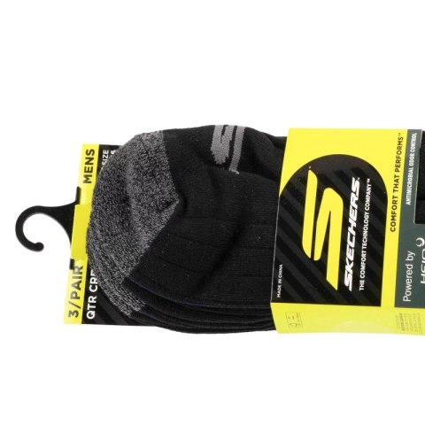 Skechers 3pk Mens 1/2 Terry Qtr Crew Socks S114662-HBLK Czarne 41-46