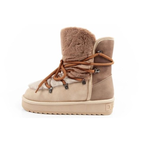 D.Franklin buty śniegowce damskie zimowe modne futerko ocieplane brązowe beżowe wysokie