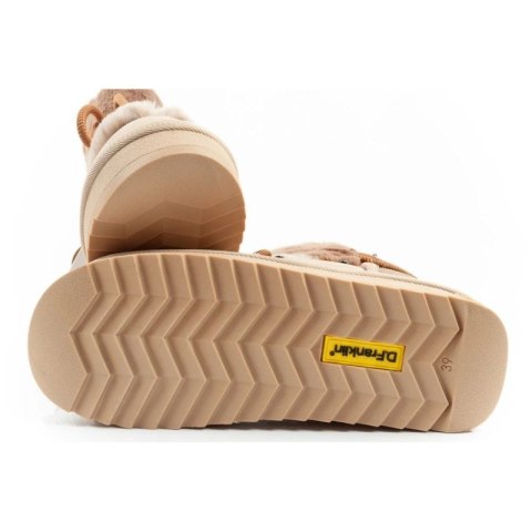 D.Franklin buty śniegowce damskie zimowe modne futerko ocieplane brązowe beżowe wysokie