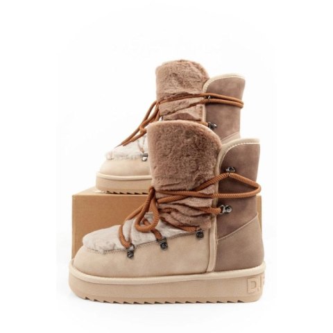 D.Franklin buty śniegowce damskie zimowe modne futerko ocieplane brązowe beżowe wysokie
