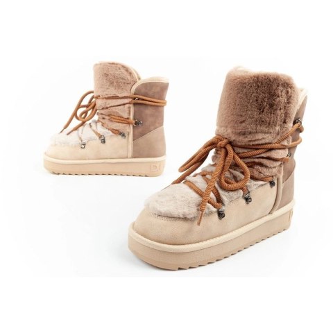 D.Franklin buty śniegowce damskie zimowe modne futerko ocieplane brązowe beżowe wysokie