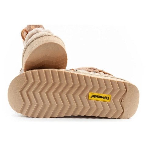 D.Franklin buty śniegowce damskie zimowe modne futerko ocieplane brązowe beżowe wysokie