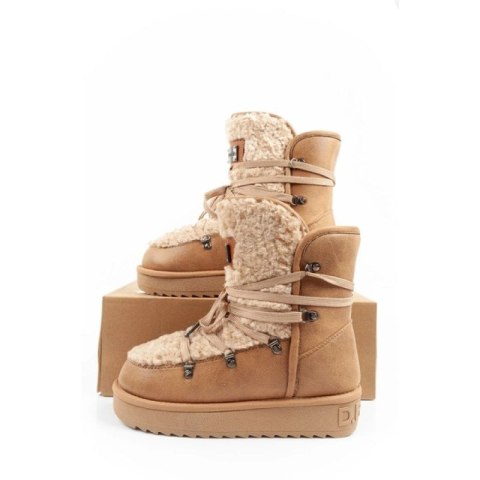 D.Franklin buty śniegowce damskie zimowe modne futerko ocieplane brązowe beżowe