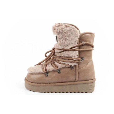 D.Franklin buty śniegowce damskie zimowe modne futerko ocieplane brązowe wysokie