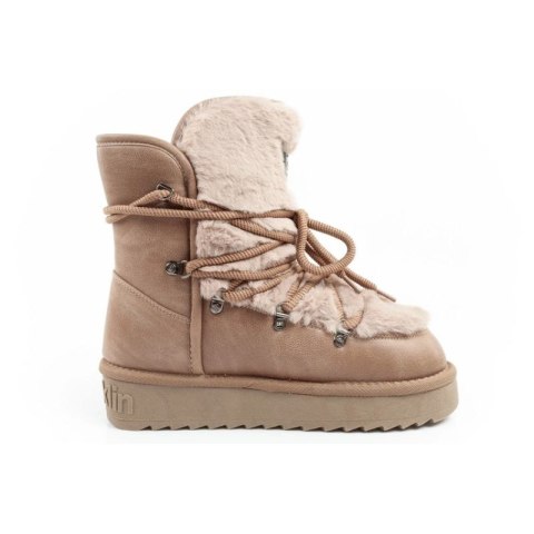 D.Franklin buty śniegowce damskie zimowe modne futerko ocieplane brązowe wysokie