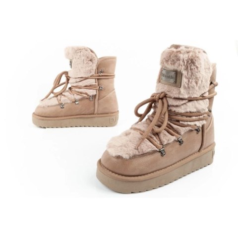 D.Franklin buty śniegowce damskie zimowe modne futerko ocieplane brązowe wysokie