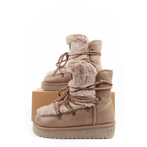 D.Franklin buty śniegowce damskie zimowe modne futerko ocieplane brązowe wysokie