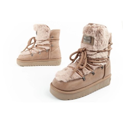D.Franklin buty śniegowce damskie zimowe modne futerko ocieplane brązowe wysokie