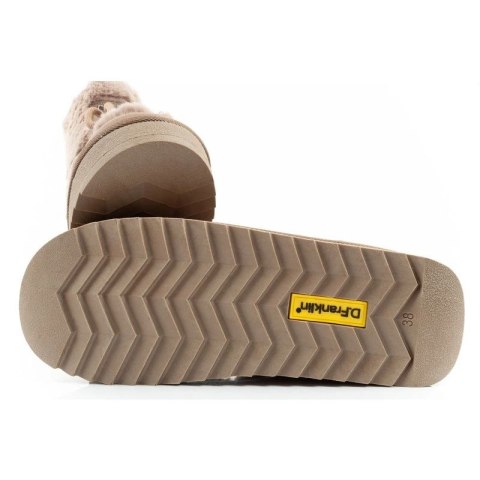 D.Franklin buty śniegowce damskie zimowe modne futerko ocieplane brązowe wysokie