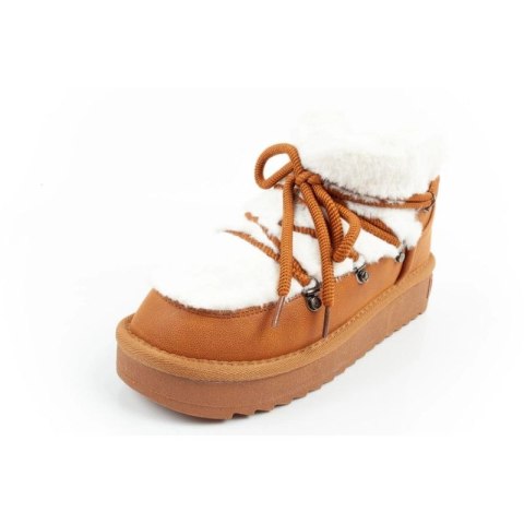 D.Franklin buty śniegowce damskie zimowe modne futerko ocieplane brązowe za kostkę