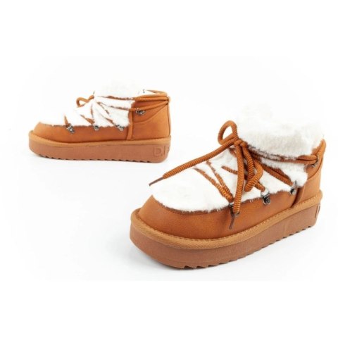 D.Franklin buty śniegowce damskie zimowe modne futerko ocieplane brązowe za kostkę