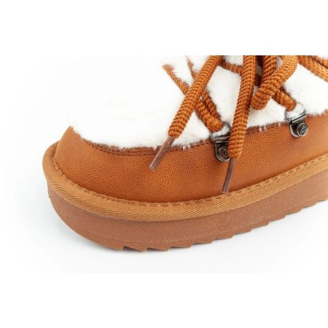 D.Franklin buty śniegowce damskie zimowe modne futerko ocieplane brązowe za kostkę