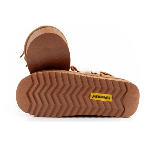 D.Franklin buty śniegowce damskie zimowe modne futerko ocieplane brązowe za kostkę