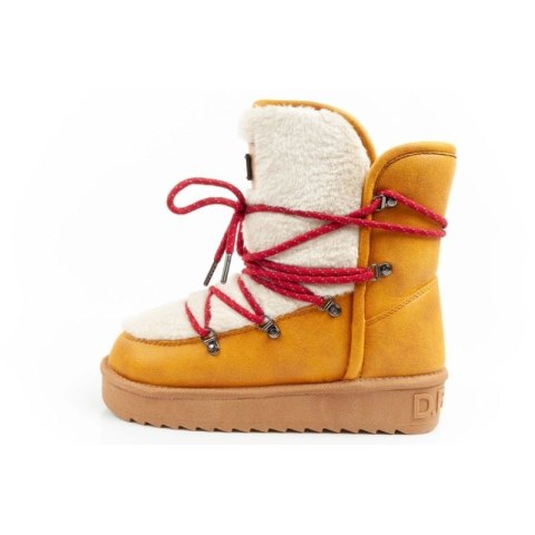 D.Franklin buty śniegowce damskie zimowe modne futerko ocieplane musztardowe