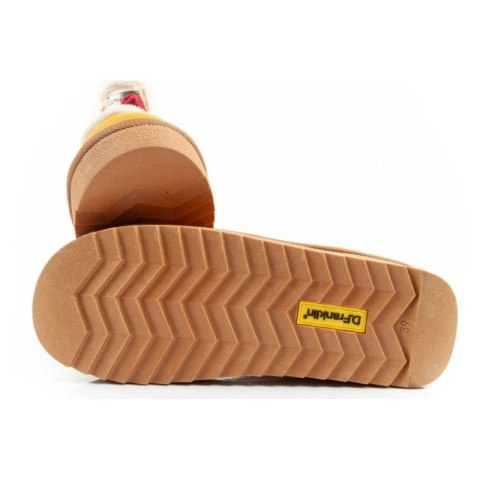 D.Franklin buty śniegowce damskie zimowe modne futerko ocieplane musztardowe