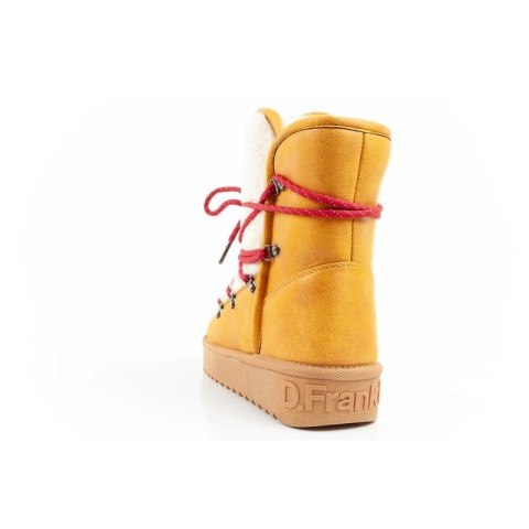D.Franklin buty śniegowce damskie zimowe modne futerko ocieplane musztardowe