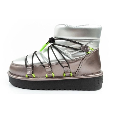 D.Franklin buty śniegowce damskie zimowe modne ocieplane botki srebrne