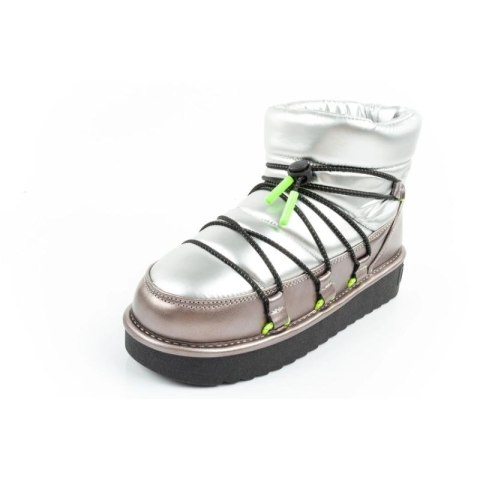 D.Franklin buty śniegowce damskie zimowe modne ocieplane botki srebrne