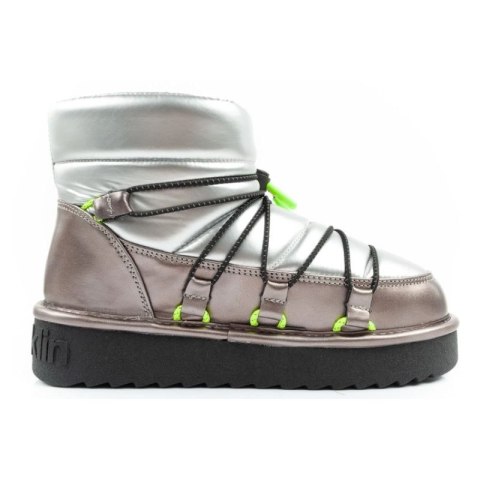 D.Franklin buty śniegowce damskie zimowe modne ocieplane botki srebrne