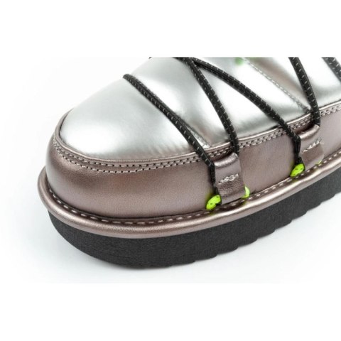 D.Franklin buty śniegowce damskie zimowe modne ocieplane botki srebrne