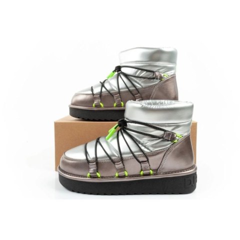 D.Franklin buty śniegowce damskie zimowe modne ocieplane botki srebrne