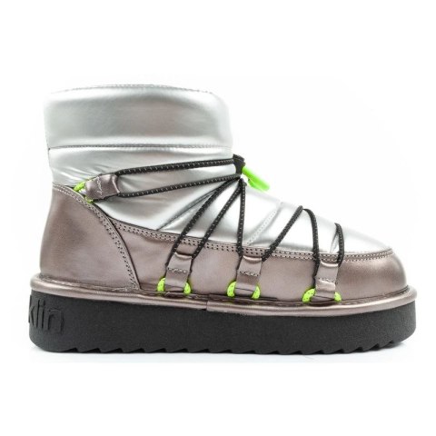 D.Franklin buty śniegowce damskie zimowe modne ocieplane botki srebrne