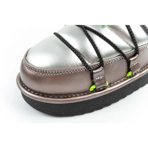 D.Franklin buty śniegowce damskie zimowe modne ocieplane botki srebrne