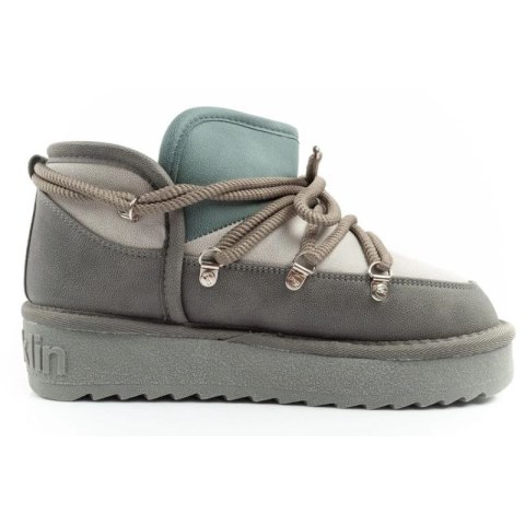 D.Franklin buty śniegowce damskie zimowe modne ocieplane botki szare