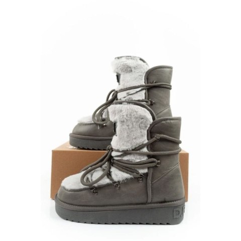 D.Franklin buty śniegowce damskie zimowe modne futerko ocieplane szare