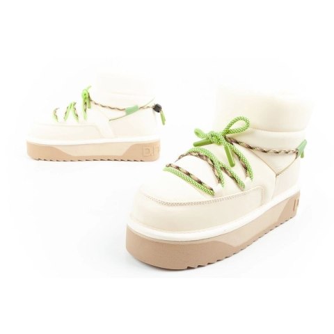 Buty śniegowce damskie zimowe D.Franklin modne futerko ocieplane botki beżowe zielone