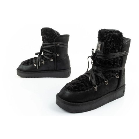 D.Franklin buty śniegowce damskie zimowe modne futerko ocieplane czarne wysokie