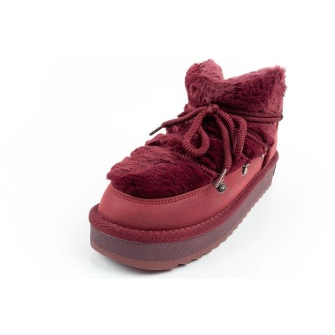D.Franklin buty śniegowce damskie zimowe modne futerko ocieplane bordowe