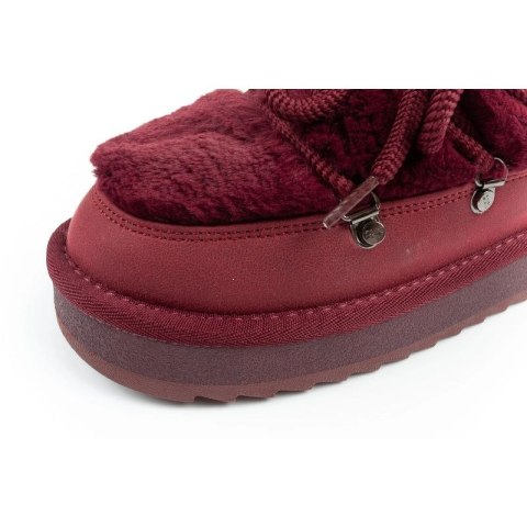 D.Franklin buty śniegowce damskie zimowe modne futerko ocieplane bordowe