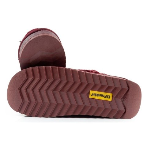 D.Franklin buty śniegowce damskie zimowe modne futerko ocieplane bordowe