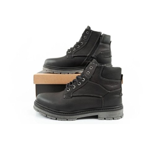 Wrangler Allan Mid buty męskie sztyblety trzewiki eleganckie skórzane czarne