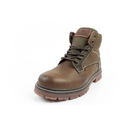 Wrangler Allan Mid buty męskie sztyblety trzewiki eleganckie skórzane zielone brązowe