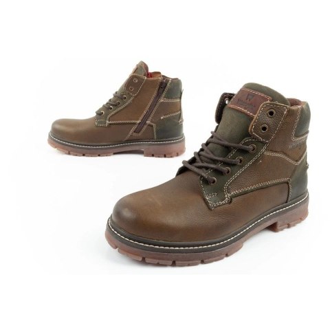Wrangler Allan Mid buty męskie sztyblety trzewiki eleganckie skórzane zielone brązowe