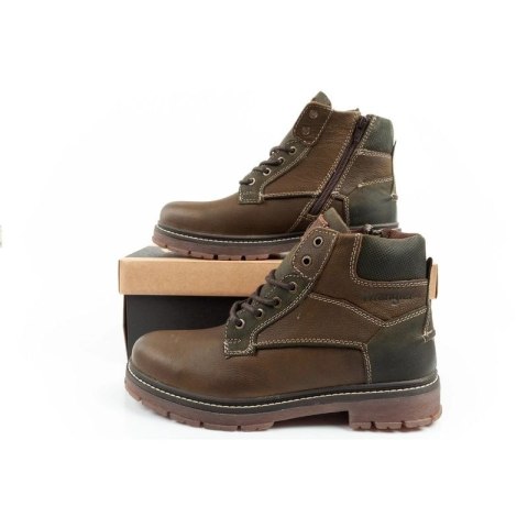 Wrangler Allan Mid buty męskie sztyblety trzewiki eleganckie skórzane zielone brązowe