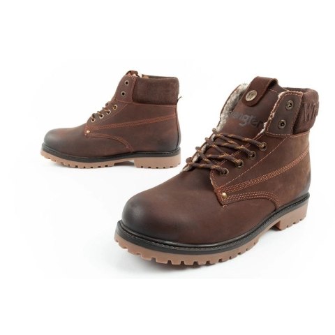 Wrangler Arch buty męskie sztyblety trzewiki eleganckie skórzane ciemny brąz