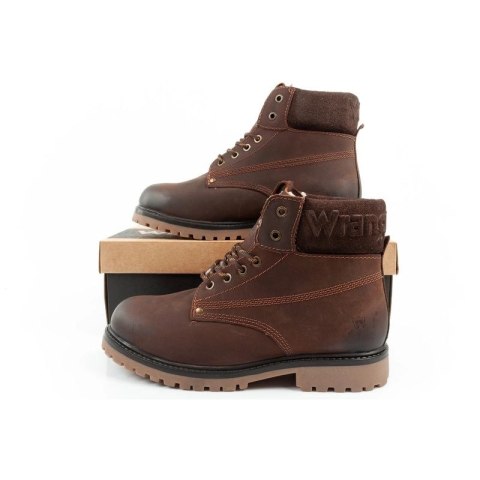 Wrangler Arch buty męskie sztyblety trzewiki eleganckie skórzane ciemny brąz