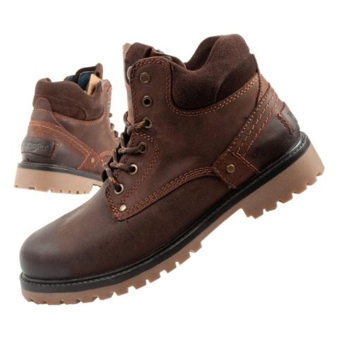 Wrangler Yuma buty męskie sztyblety trzewiki eleganckie skórzane ciemno-brązowe