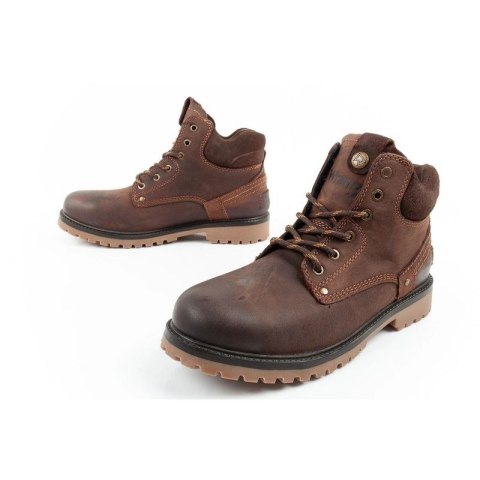 Wrangler Yuma buty męskie sztyblety trzewiki eleganckie skórzane ciemno-brązowe