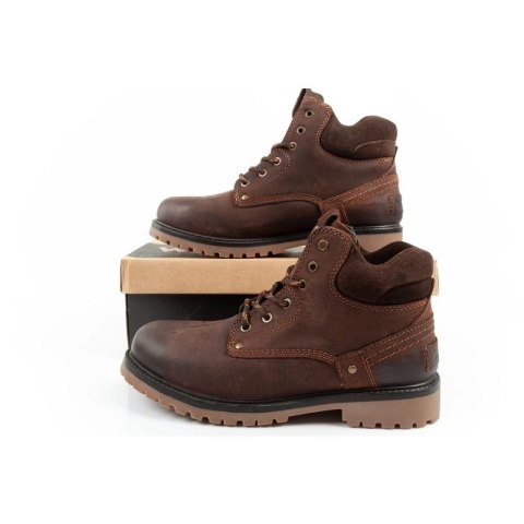 Wrangler Yuma buty męskie sztyblety trzewiki eleganckie skórzane ciemno-brązowe