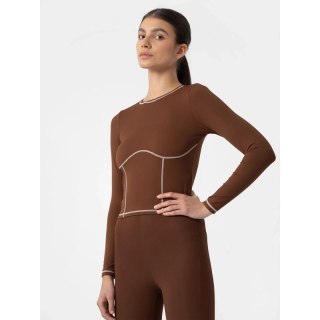 Longsleeve crop-top slim gładki damski 4F