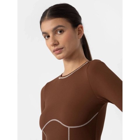 Longsleeve crop-top slim gładki damski 4F