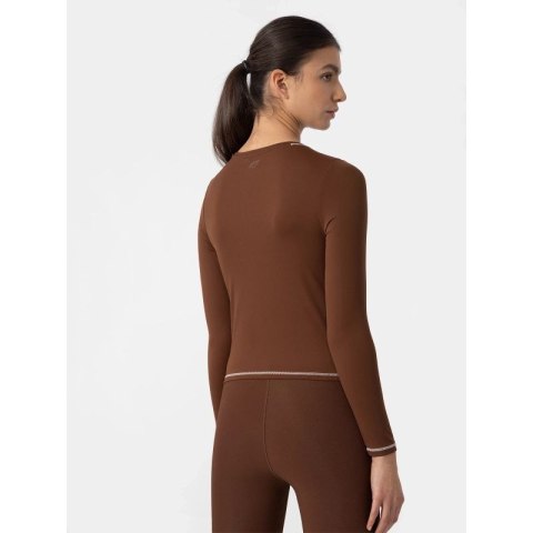 Longsleeve crop-top slim gładki damski 4F