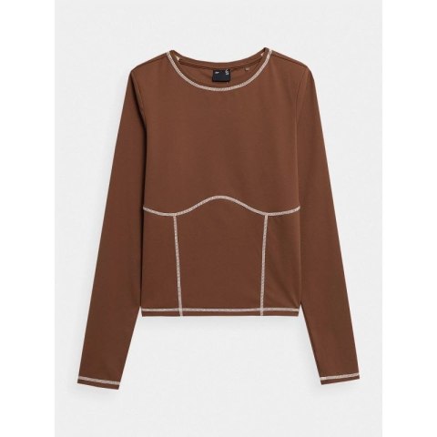 Longsleeve crop-top slim gładki damski 4F